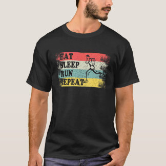 Vintage Retro  Running Runner Eat Sleep Run Repeat T-Shirt