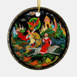 Vintage Retro Russian Fairy Tale Fantasy Colorful Ceramic Tree Decoration
