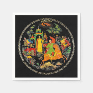 Vintage Retro Russian Fairy Tale Fantasy Colourful Napkin