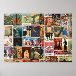 Vintage retro Russian movie  collage Soviet Poster