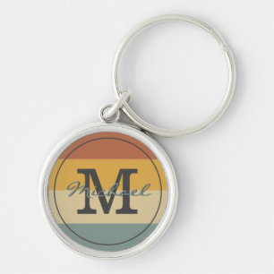 Vintage retro rustic name initials personalised    key ring