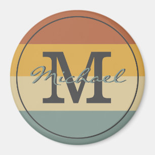 Vintage retro rustic name initials personalised magnet