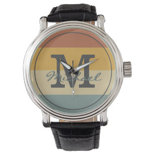 Vintage retro rustic name initials personalised   watch