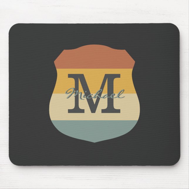 Vintage retro rustic name initials personalized mouse mat (Front)