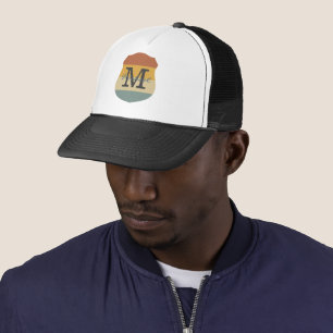 Vintage retro rustic name initials personalized trucker hat