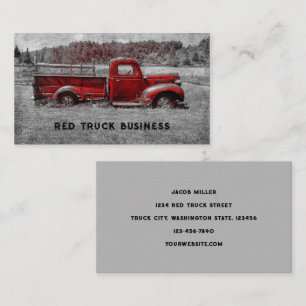 Vintage Retro Rustic Red Grey Farm Truck Business Card