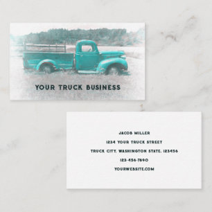 Vintage Retro Rustic Teal Green Farm Truck Business Card