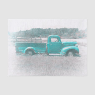  Vintage Retro Rustic Teal Green Farm Truck Tissue Paper