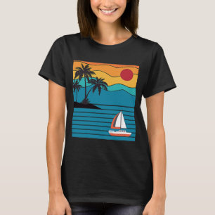 Vintage Retro Sailboat 80s 70s Style Sailing Boat  T-Shirt