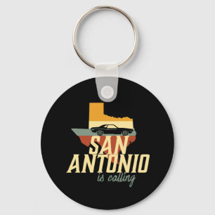 Vintage Retro San Antonio Texas USA City Map Key Ring