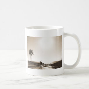 vintage retro san clemente pier california sepia coffee mug