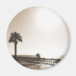 vintage retro san clemente pier california sepia magnet