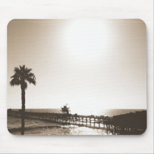 vintage retro san clemente pier california sepia mouse mat