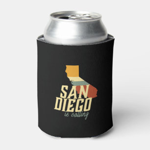 Vintage Retro San Diego California USA City Map Can Cooler