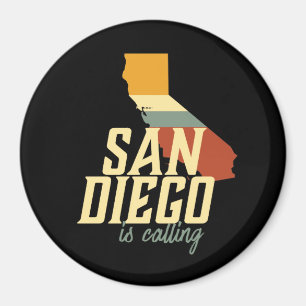 Vintage Retro San Diego California USA City Map Magnet
