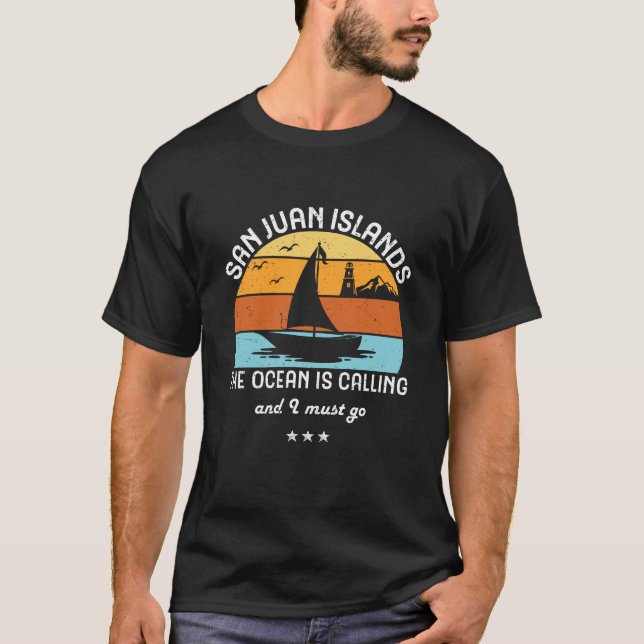 Vintage Retro San Juan Islands Sailing T-Shirt (Front)