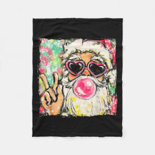 Vintage Retro Santa Bubble Gum Nk Sungles Christma Fleece Blanket