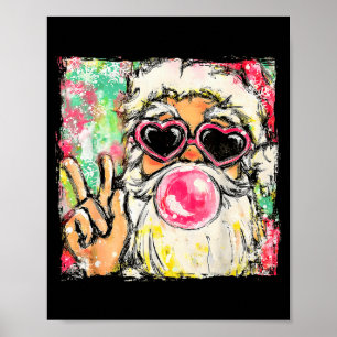 Vintage Retro Santa Bubble Gum Nk Sungles Christma Poster