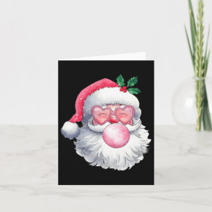 Vintage Retro Santa Christmas Bubble Gum Pink Sung Card
