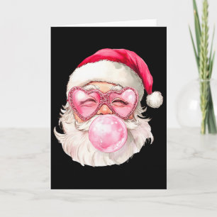 Vintage Retro Santa Christmas Bubble Gum Pink Sung Card