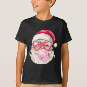 Vintage Retro Santa Christmas Bubble Gum Pink Sung T-Shirt