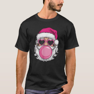 Vintage Retro Santa Christmas Bubble Gum Pink Sung T-Shirt