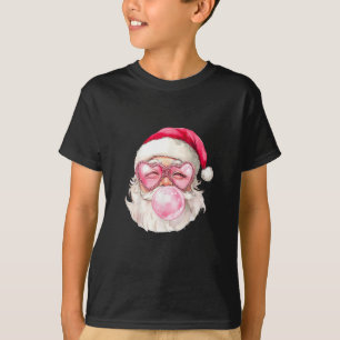 Vintage Retro Santa Christmas Bubble Gum Pink Sung T-Shirt