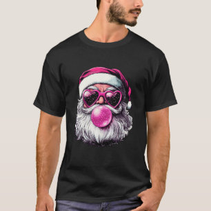 Vintage Retro Santa Christmas Bubble Gum Pink Sung T-Shirt