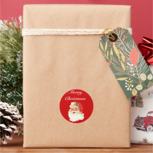 Vintage Retro Santa Christmas Greetings Classic Round Sticker