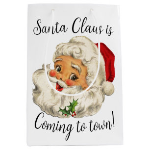 VINTAGE/ RETRO SANTA Christmas  Medium Gift Bag
