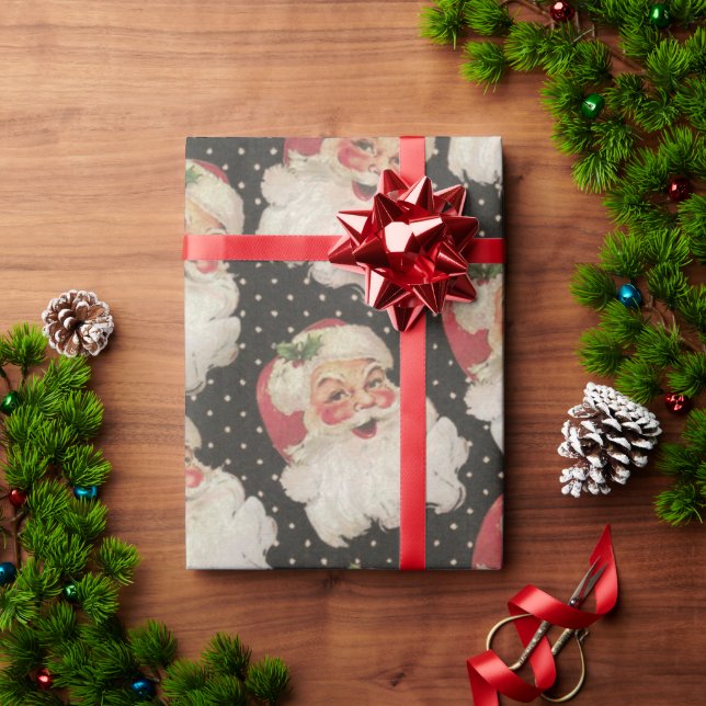 vintage retro Santa Claus Christmas Holiday Wrapping Paper (Holiday Gift)