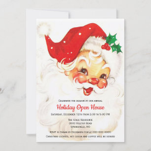 Vintage Retro Santa Claus Christmas Invitation