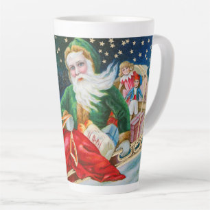 Vintage Retro Santa Claus Christmas Postcard Latte Mug