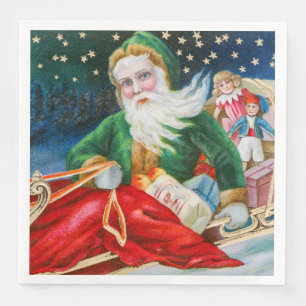 Vintage Retro Santa Claus Christmas Postcard Napkin
