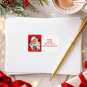 Vintage Retro Santa Claus Christmas Return Address Label