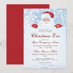 Vintage Retro Santa Claus Corporate Christmas Eve Invitation