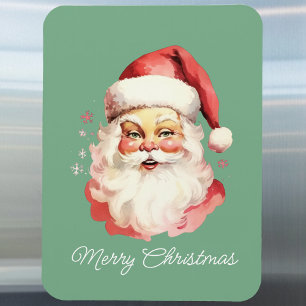 Vintage Retro Santa Claus Green Merry Christmas Magnet