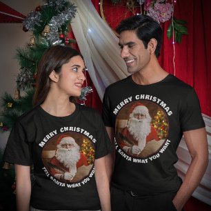 Vintage Retro Santa Claus Merry Christmas Custom T-Shirt