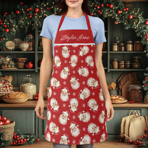 Vintage Retro Santa Claus Red Personalised Apron