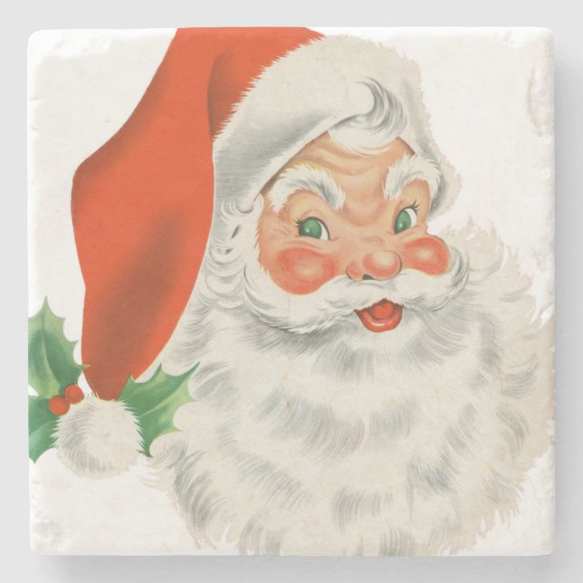 Vintage Retro Santa Claus Stone Coaster (Front)
