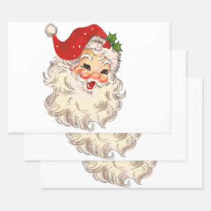 Vintage Retro Santa Clause Christmas Decoupage Wrapping Paper Sheet