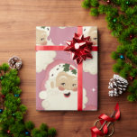 Vintage Retro Santa Face Sparkle Aesthetic Pink  Wrapping Paper<br><div class="desc">Pack your gifts nicely with this cute wrapping paper,  featuring retro style Santa face & sparkle pattern.</div>