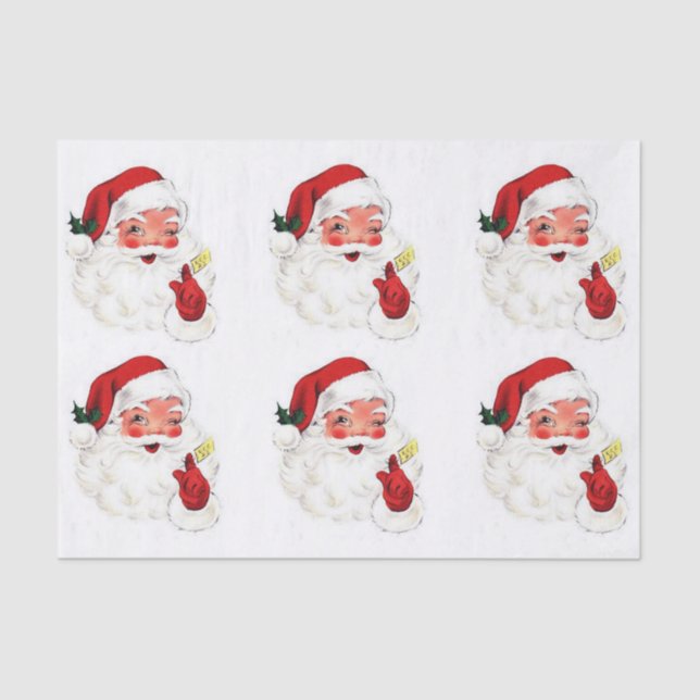 Vintage Retro Santa Gift Christmas Tissue Paper (Front)
