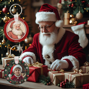 Vintage Retro Santa  Key Ring