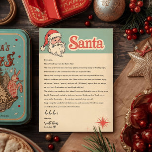 Vintage Retro Santa Letter Christmas Invitation