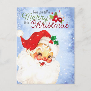 Vintage Retro Santa Merry Christmas  Postcard