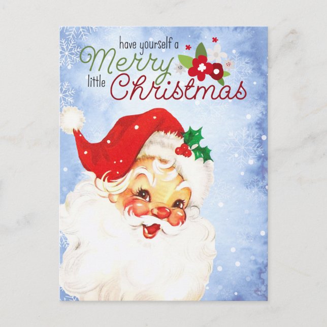 Vintage Retro Santa Merry Christmas  Postcard (Front)