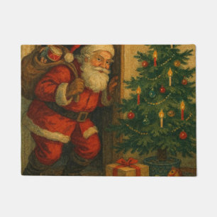 Vintage/retro Santa visiting at Christmas Doormat