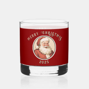 Vintage Retro Santa  Whiskey Glass