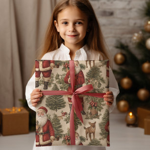 Vintage Retro Santa Wrapping Paper